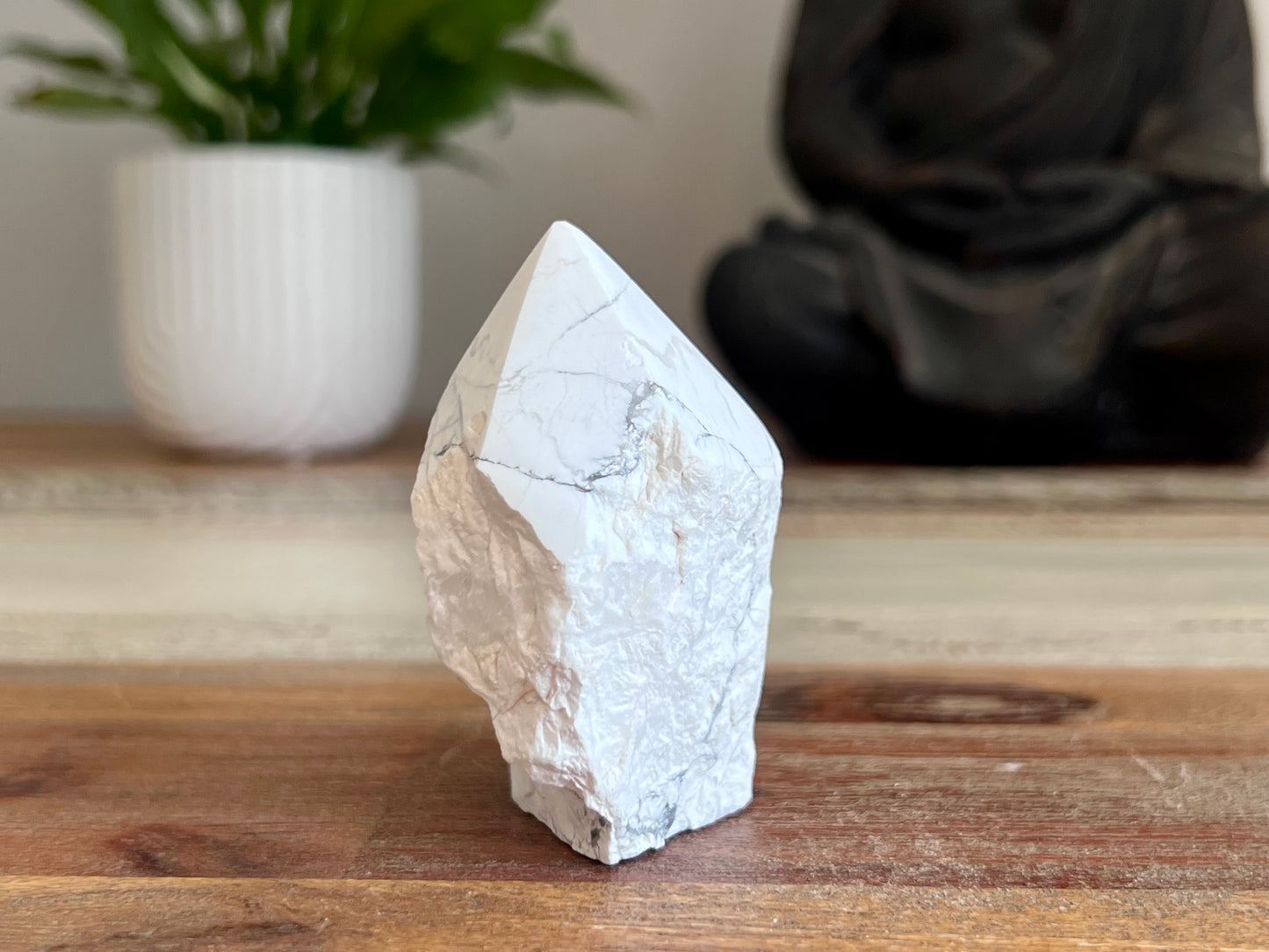 White Howlite Rough/ Polished Point