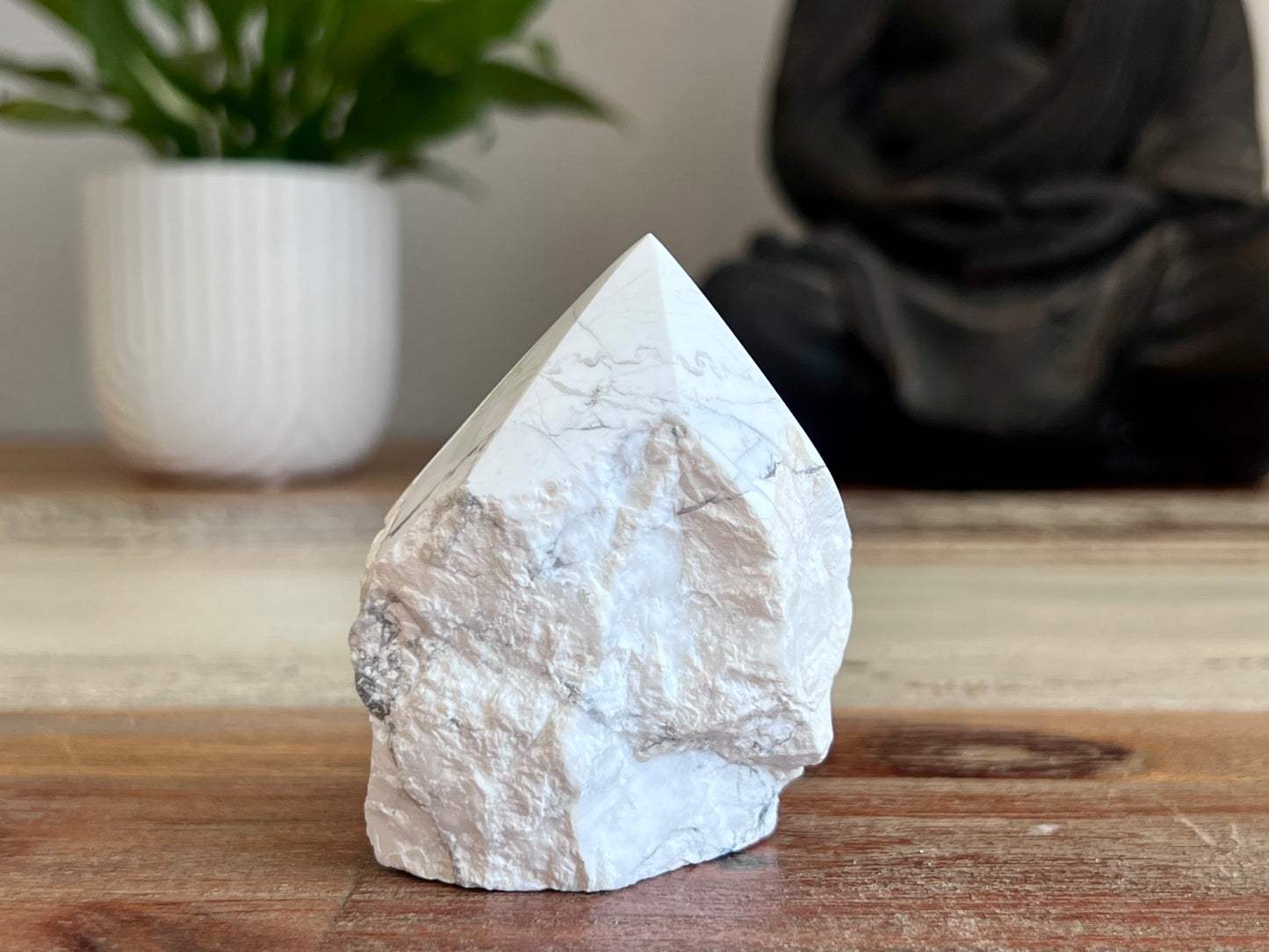 White Howlite Rough/ Polished Point