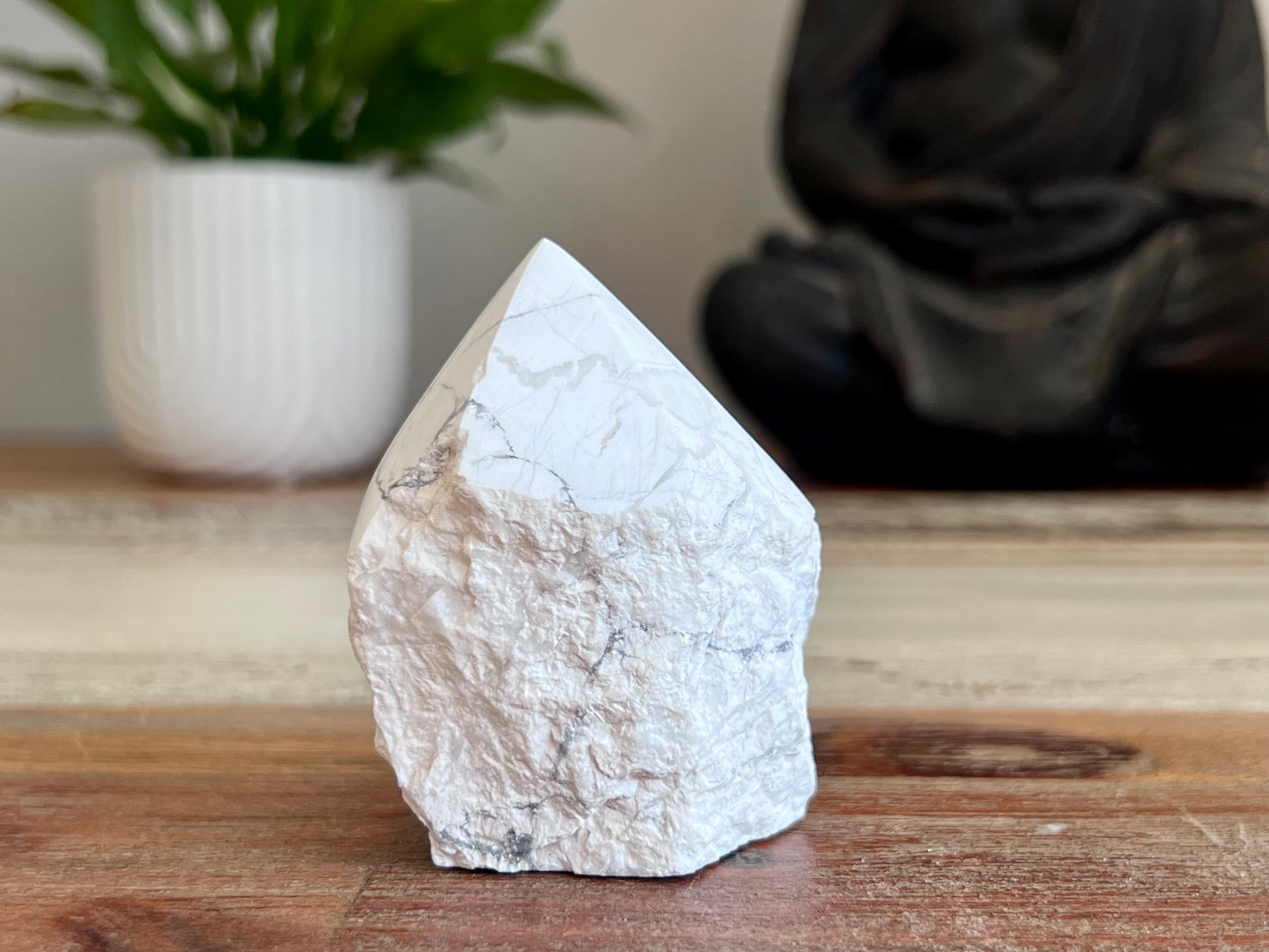 White Howlite Rough/ Polished Point