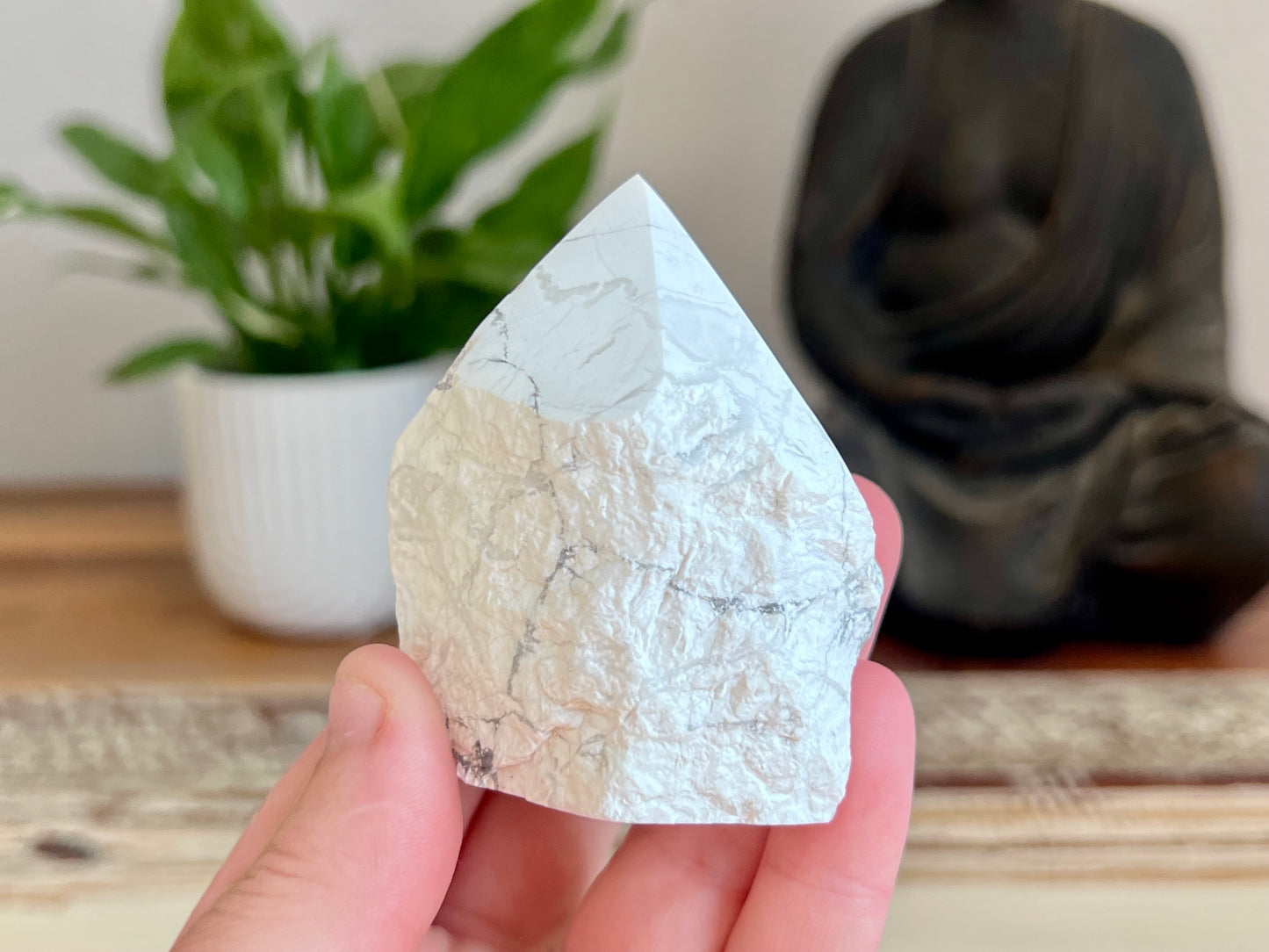 White Howlite Rough/ Polished Point