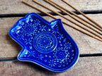 Ceramic Hamsa Incense Holder - Blue