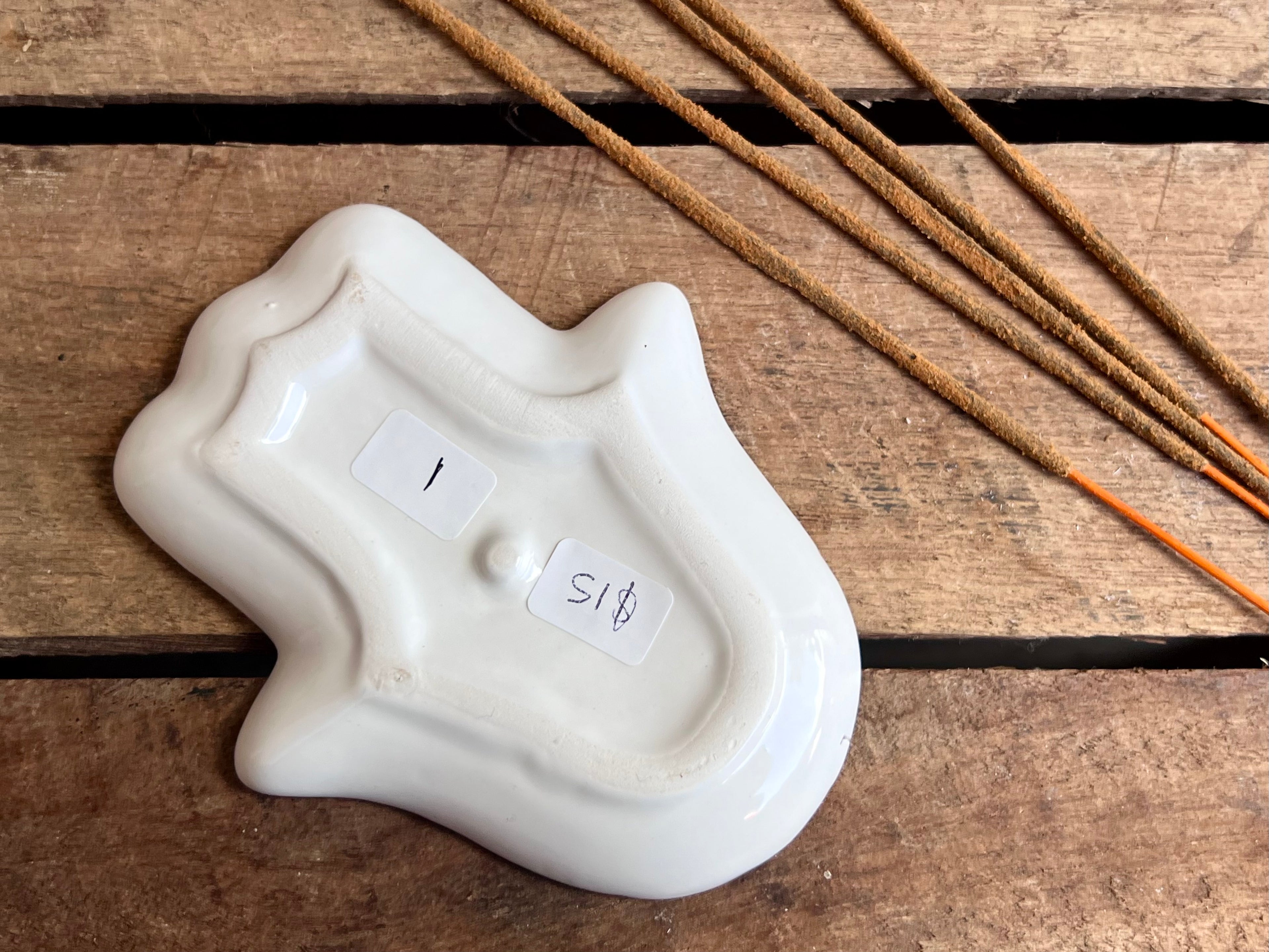 Ceramic Hamsa Incense Holder - White