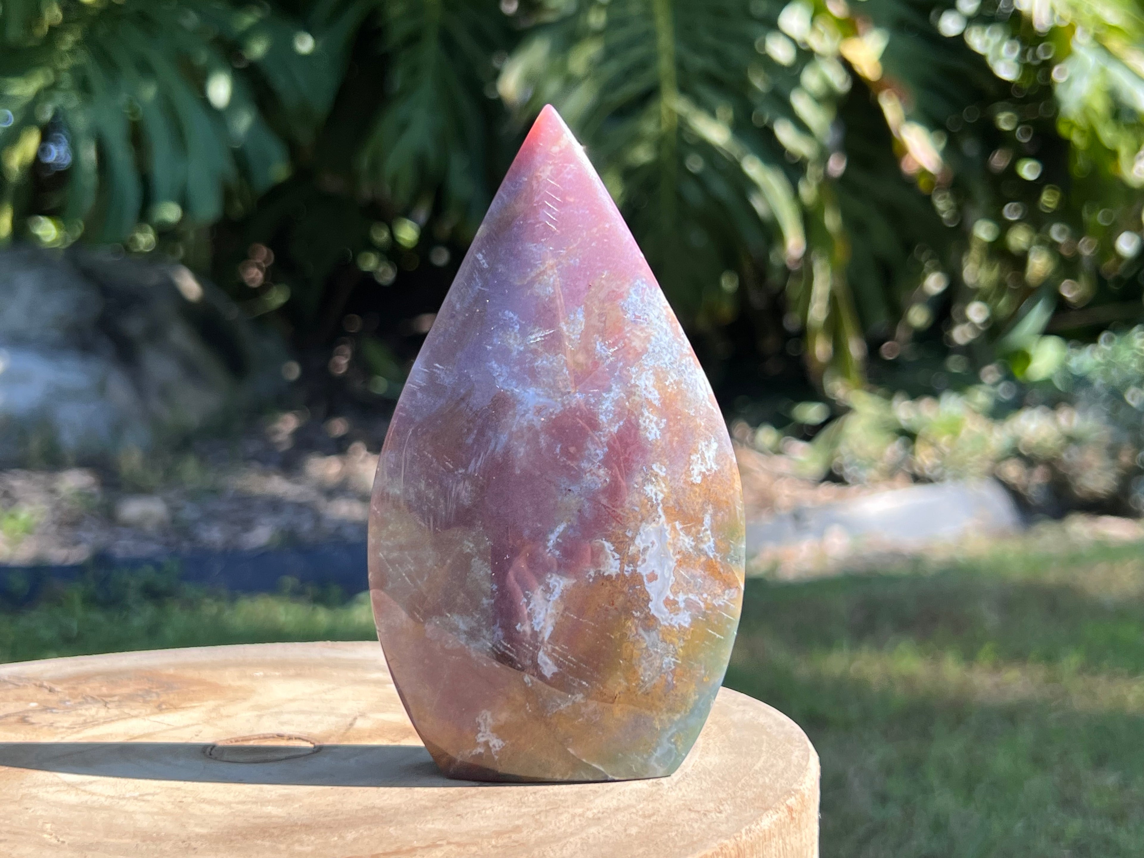 The other side of the ocean jasper flame showing of the range of beautiful colours 