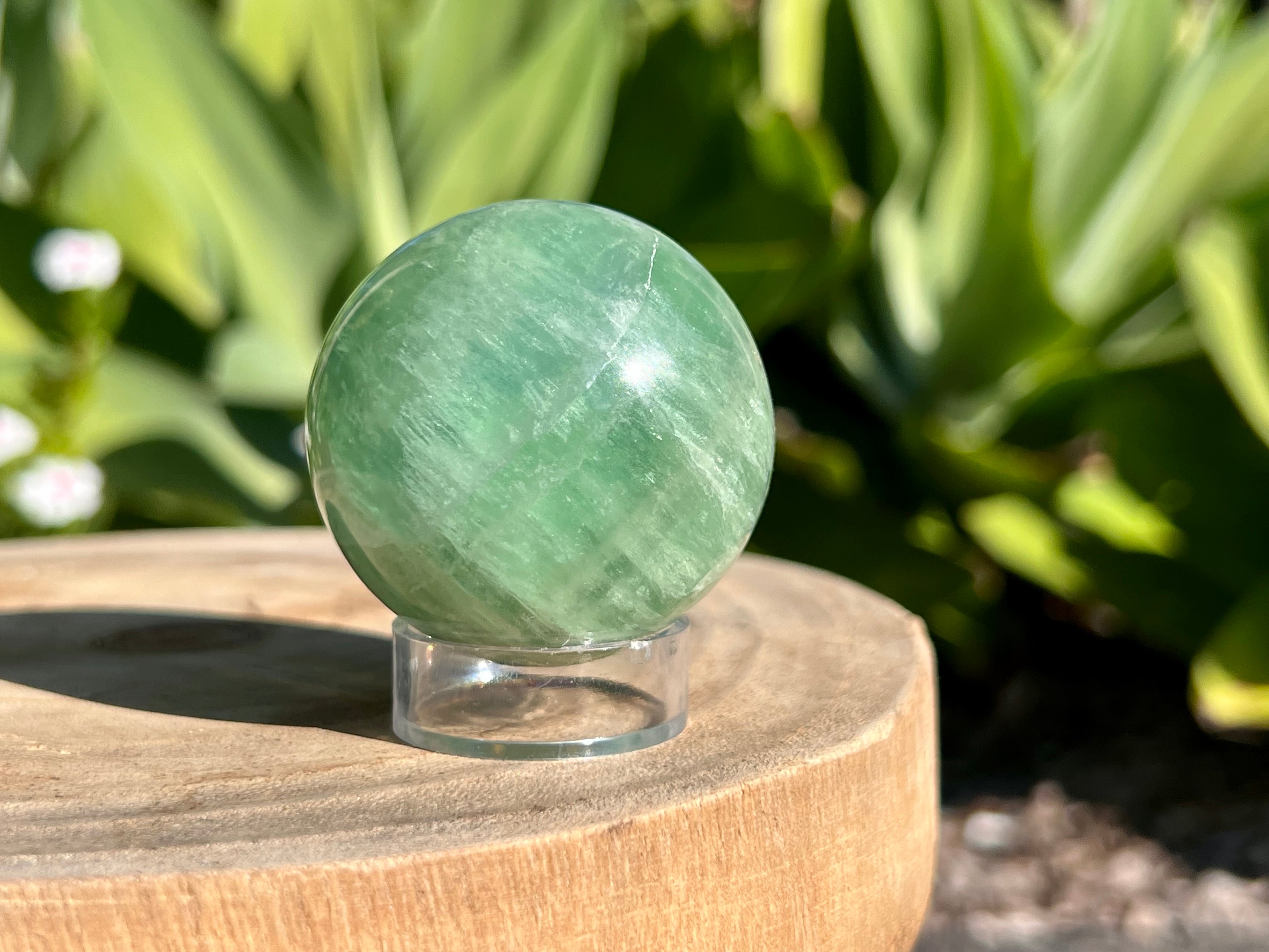 Green fluorite sphere with beautiful banding 