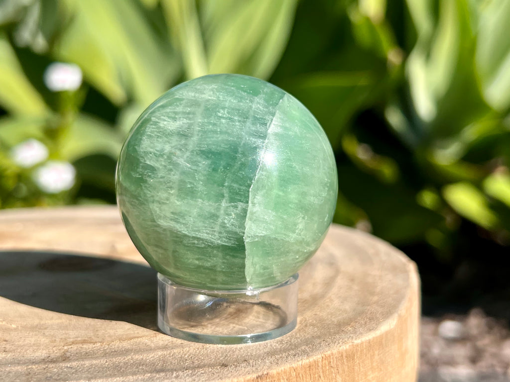 Green Fluorite sphere on stand 