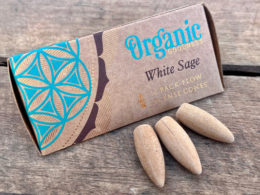 Organic Goodness Back Flow Incense Cones - White Sage