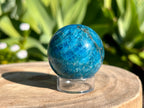 Blue apatite sphere with sphere stand 