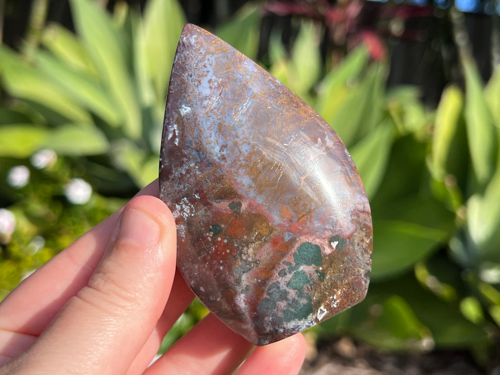ocean jasper flame carving. This is the other side in my hand for a size guide 