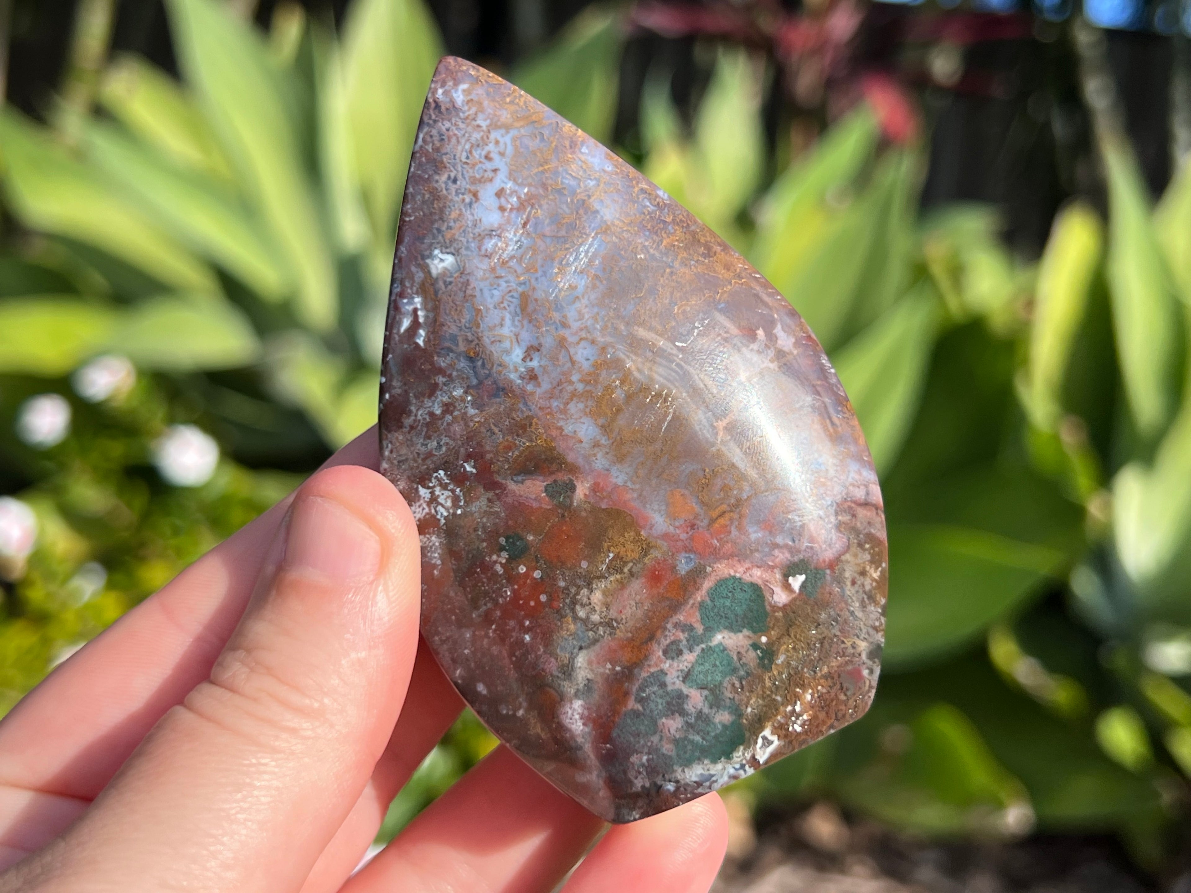 ocean jasper flame carving. This is the other side in my hand for a size guide 