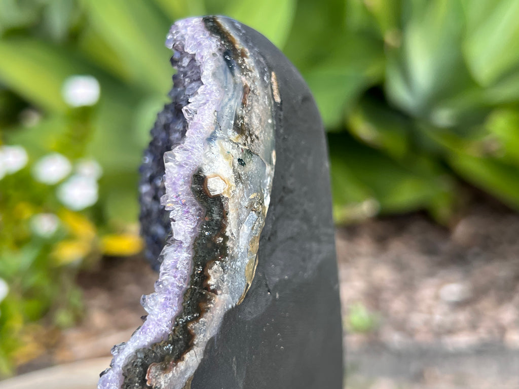 Amethyst cluster with polished edges. amethyst for spiritual protection and intuition. Natural Crystal Cluster 