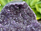 Amethyst cluster with polished edges. amethyst for spiritual protection and intuition. Natural Crystal Cluster close up of the tiny points 