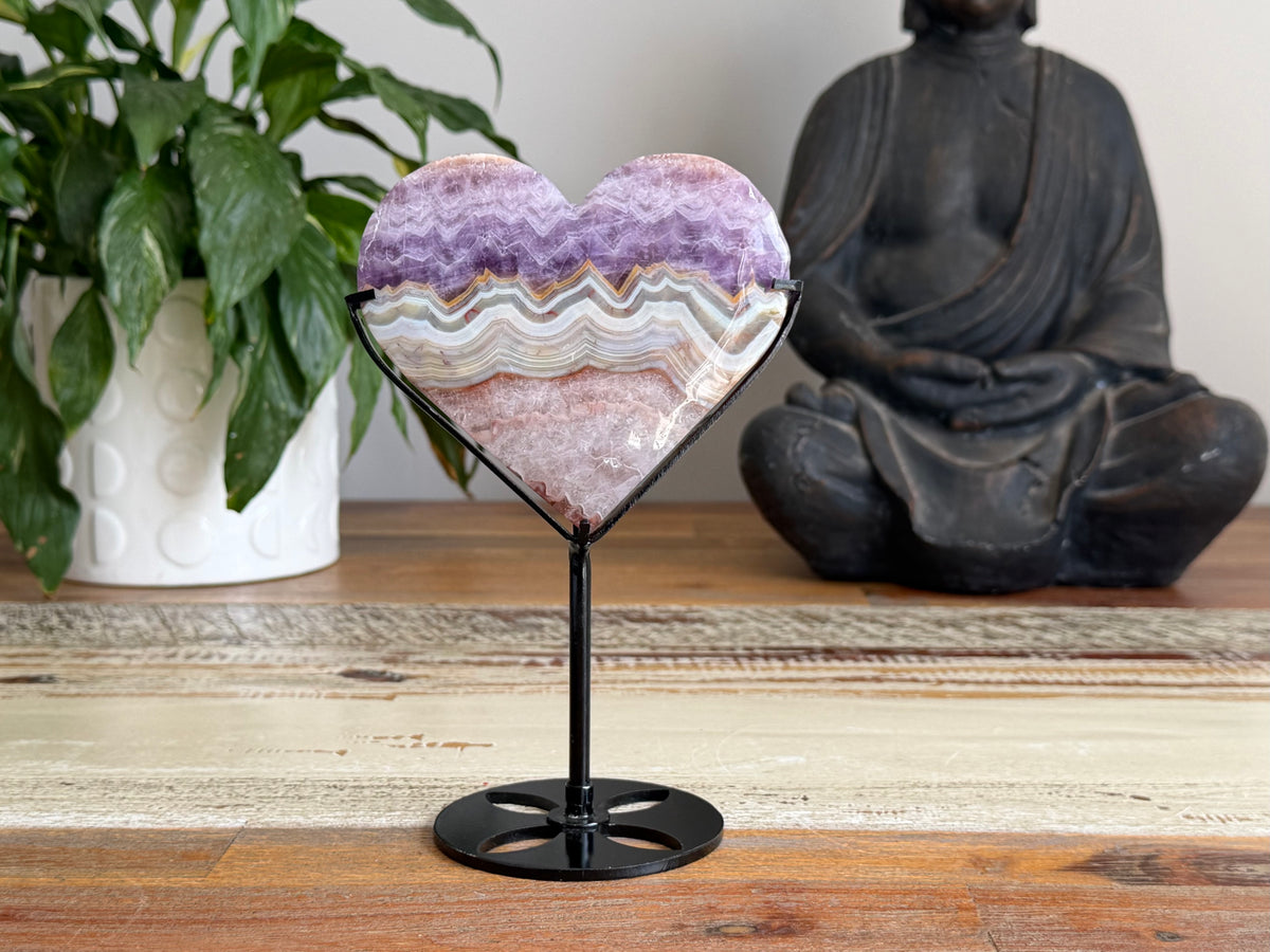 Amethyst Heart With Metal Stand