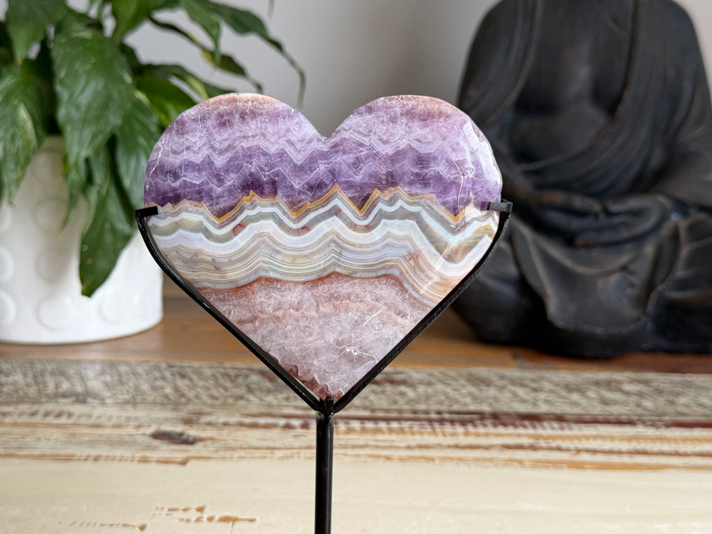 Amethyst Heart With Metal Stand