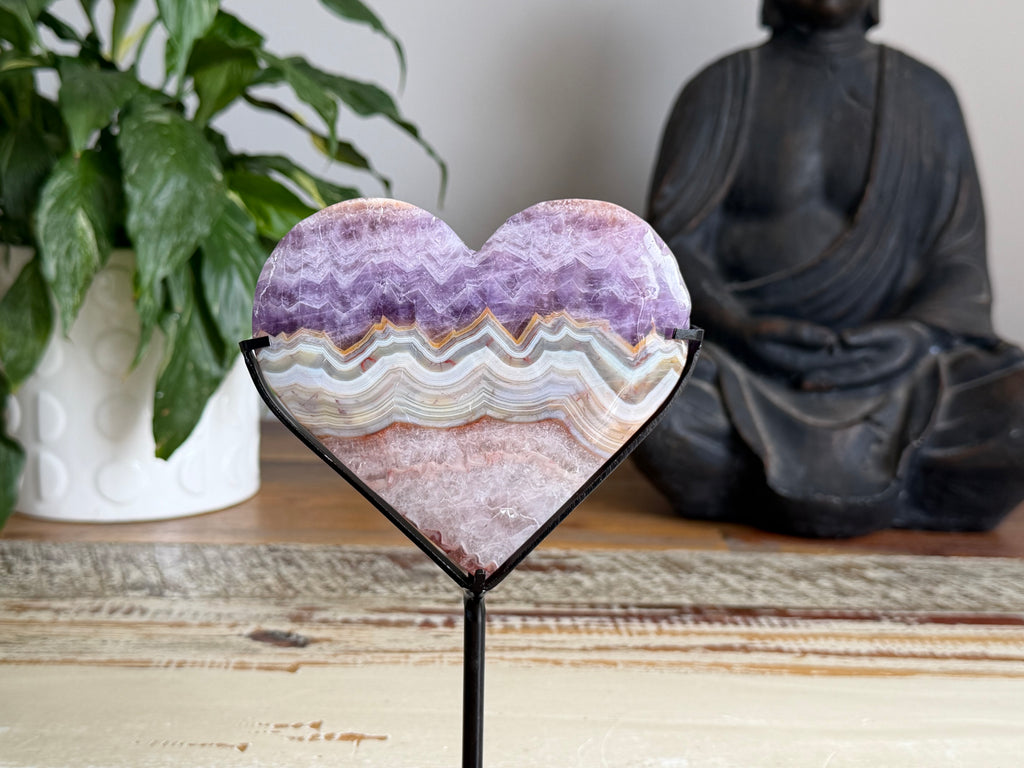 Amethyst Heart With Metal Stand