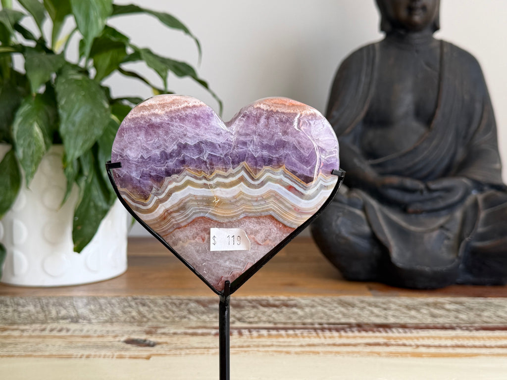 Amethyst Heart With Metal Stand