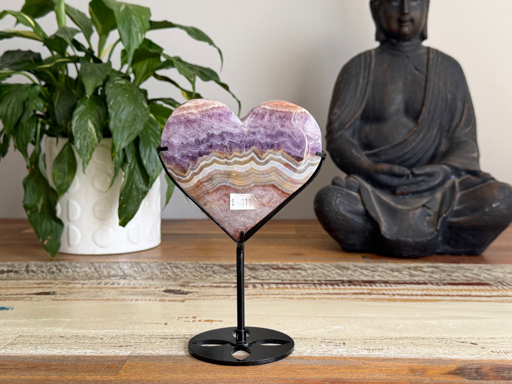 Amethyst Heart With Metal Stand