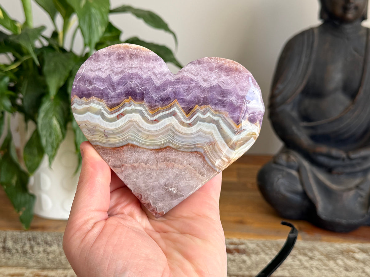 Amethyst Heart With Metal Stand