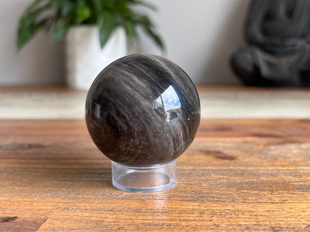 Silver Sheen Obsidian Sphere