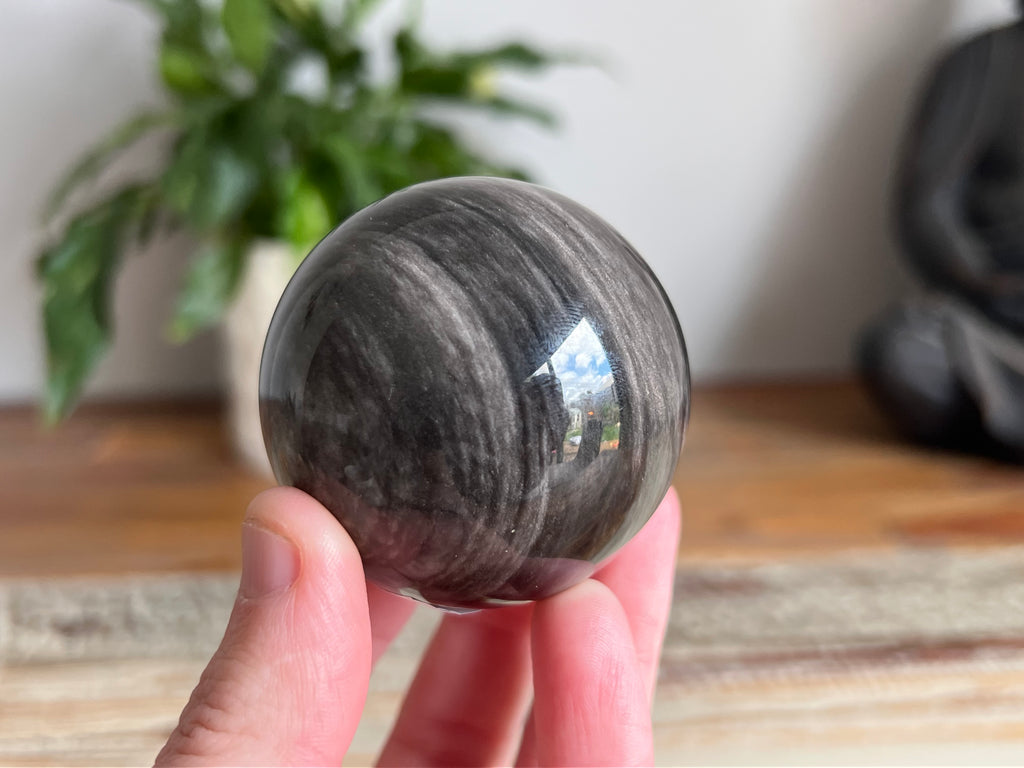 Silver Sheen Obsidian Sphere