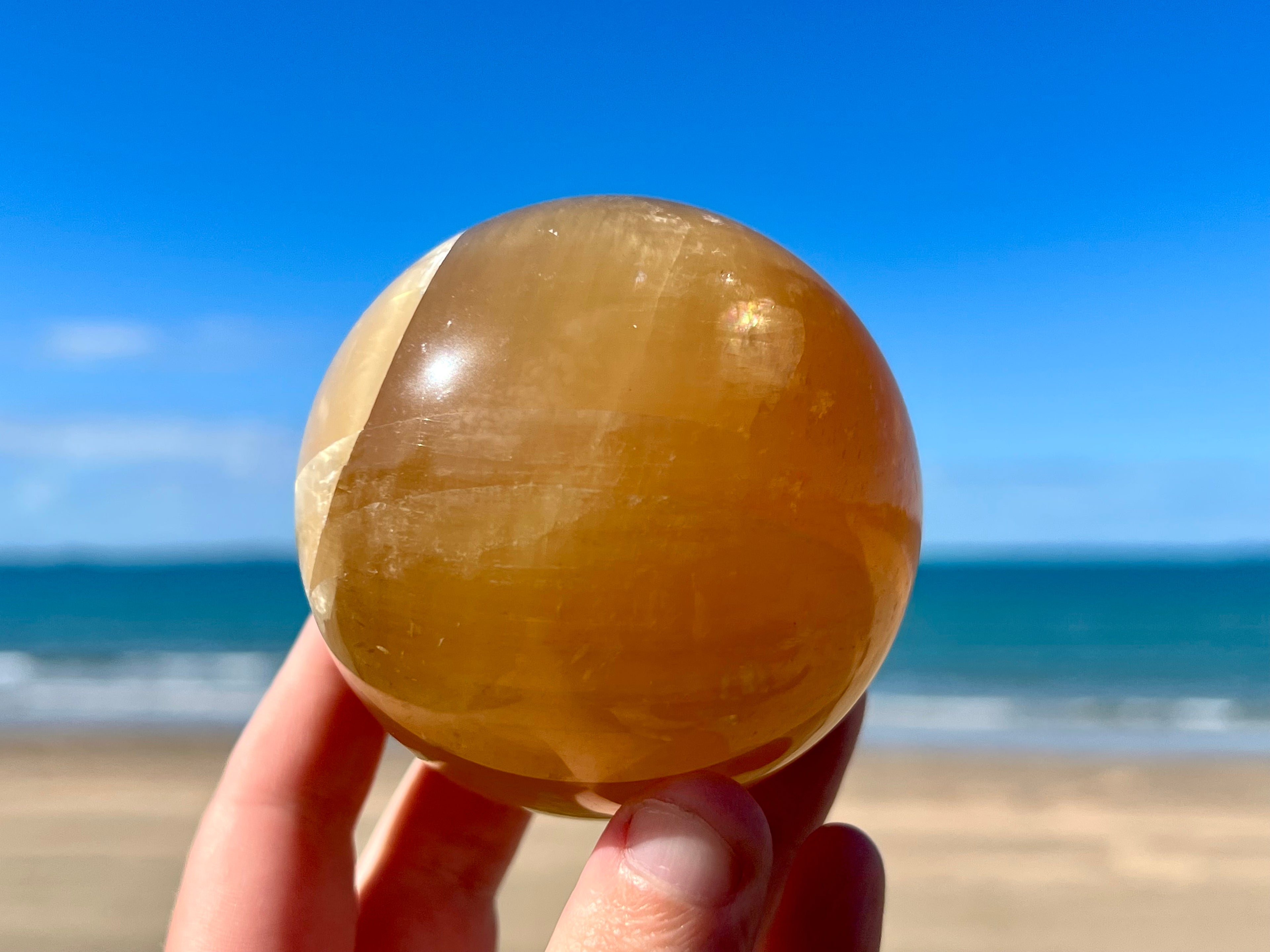 Honey Calcite Sphere