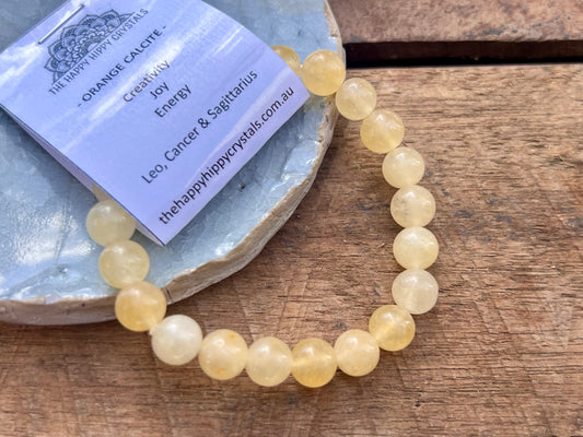 Orange Calcite Tumbled Bracelet