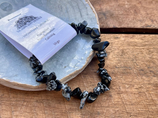 Snowflake Obsidian Chip Bracelet