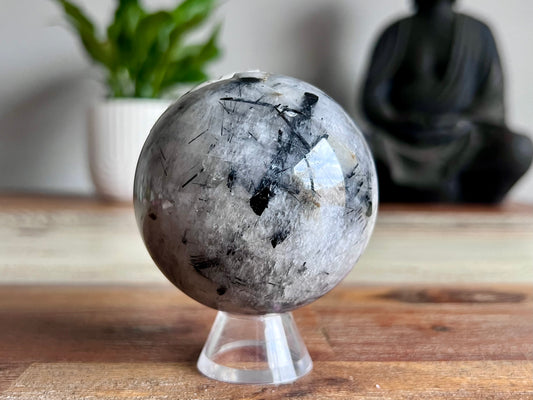 Tourmaline In Quartz Sphere