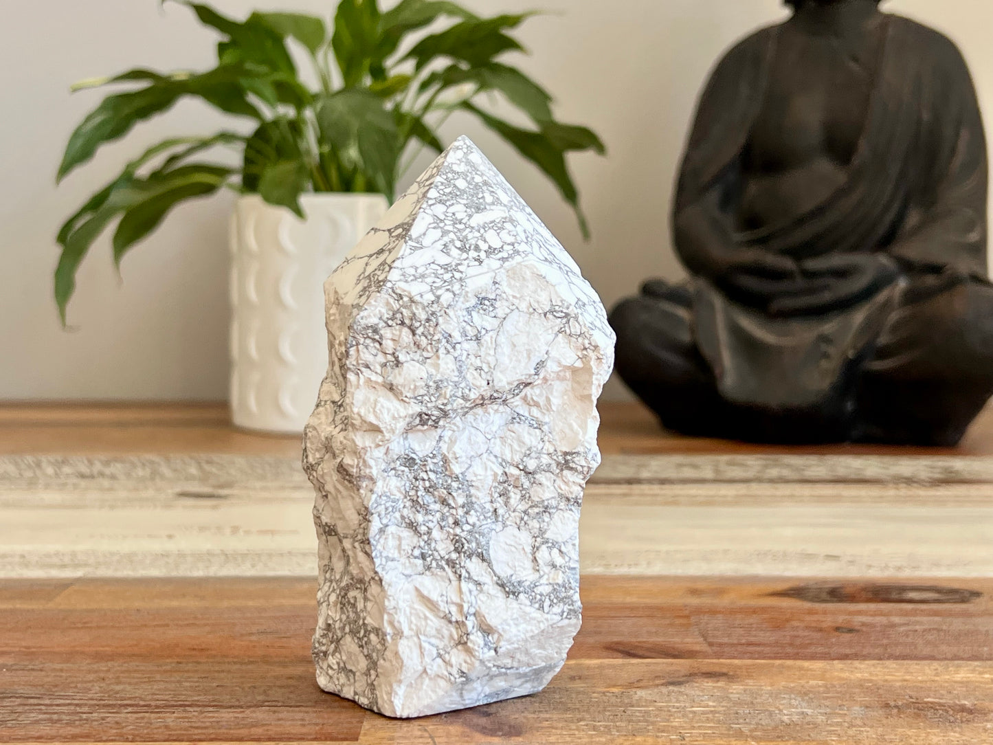 White Howlite Rough/ Polished Point