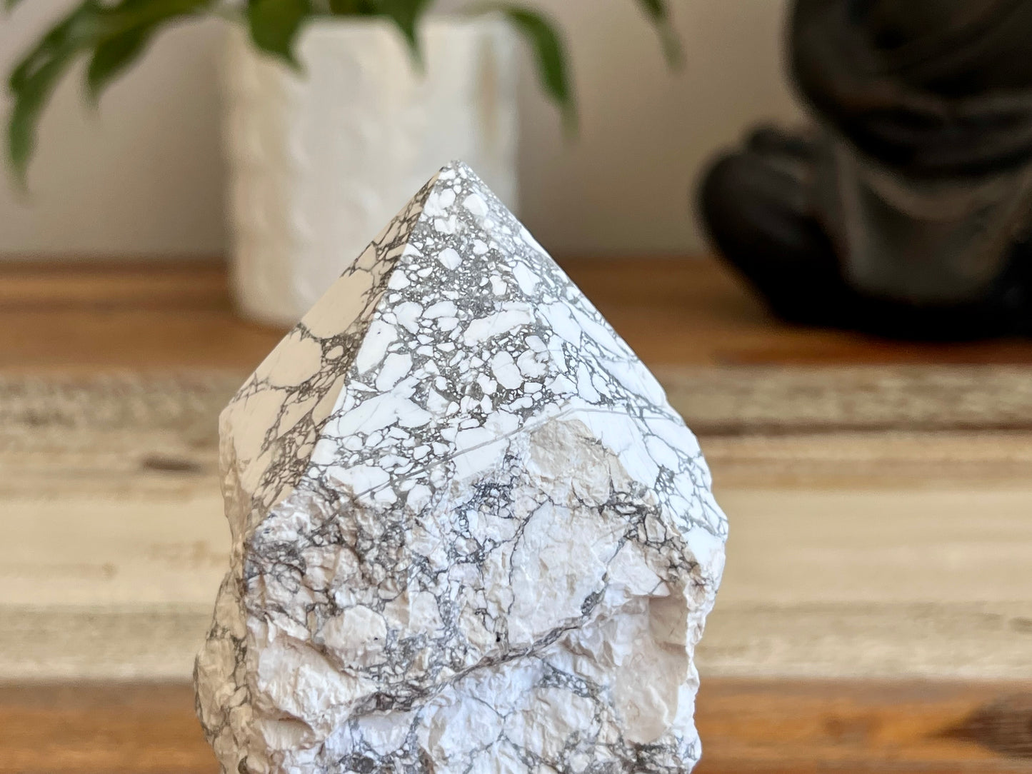 White Howlite Rough/ Polished Point