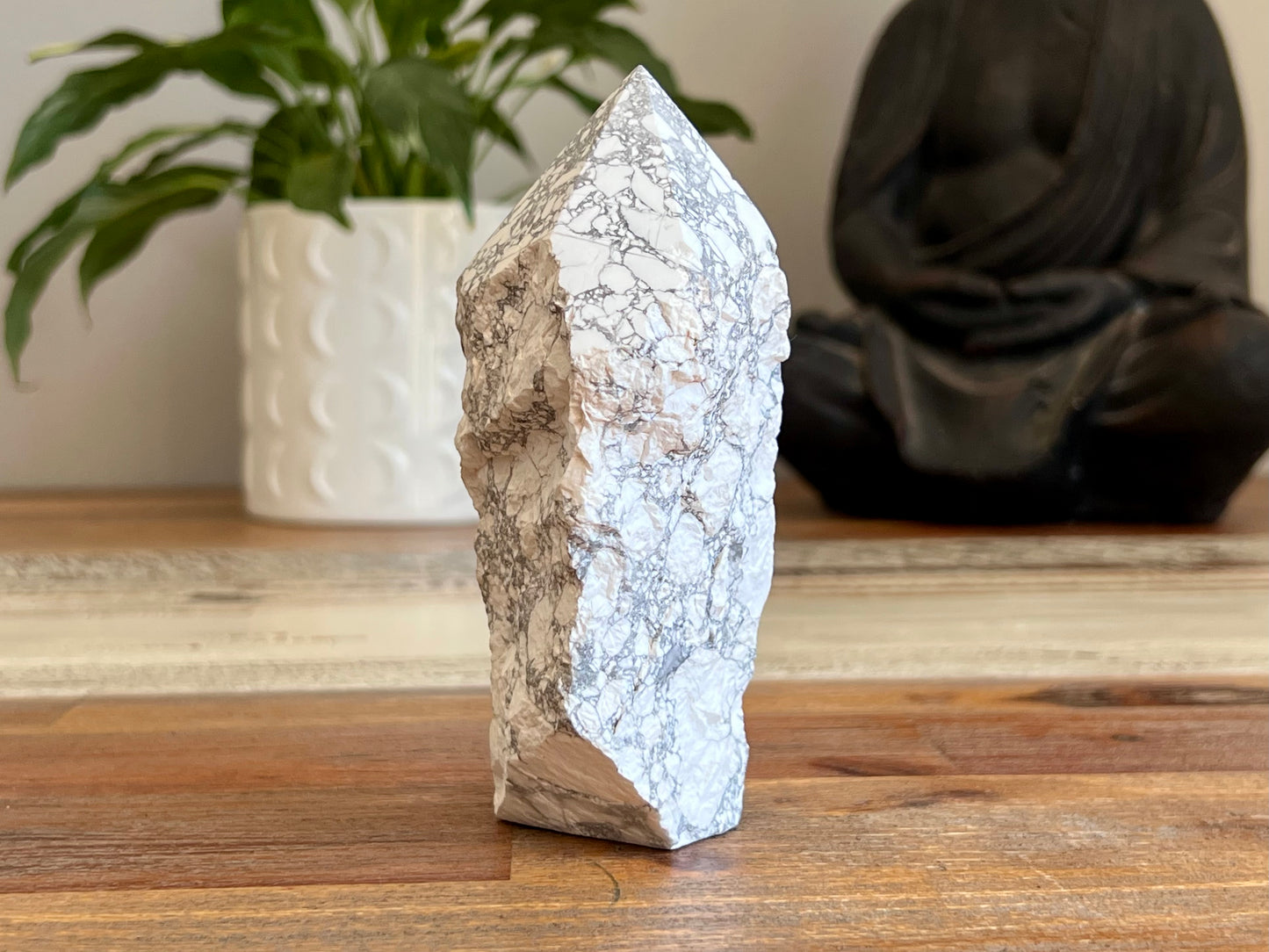 White Howlite Rough/ Polished Point