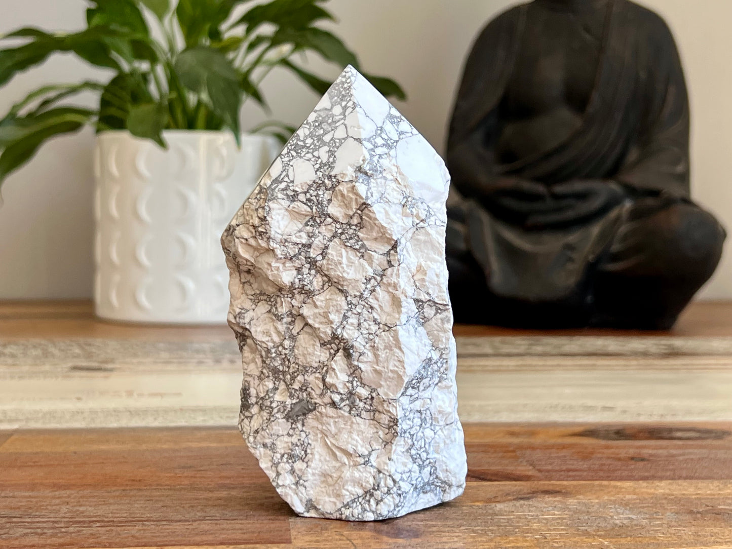 White Howlite Rough/ Polished Point