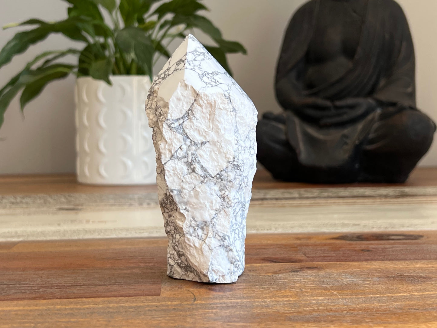 White Howlite Rough/ Polished Point