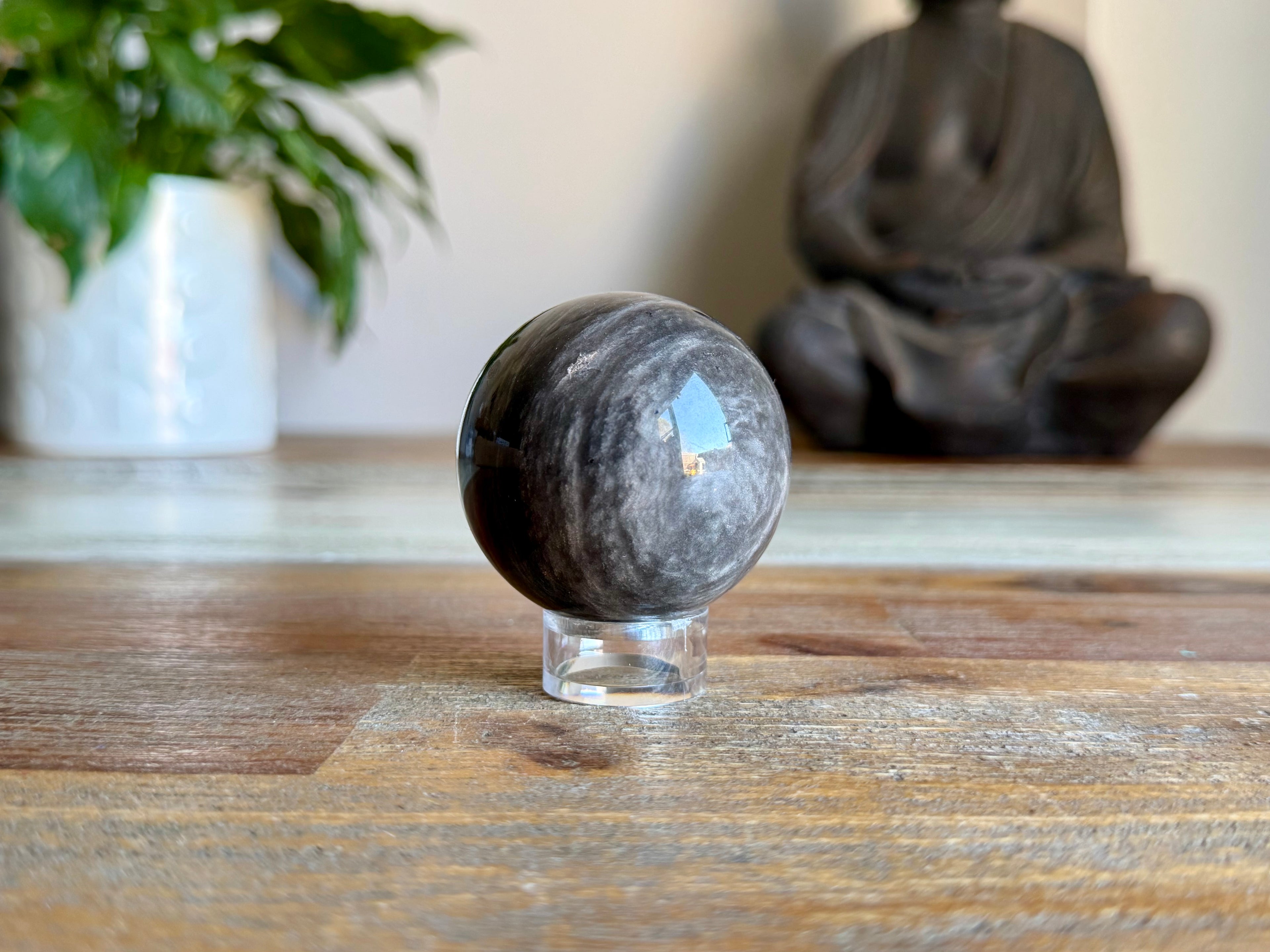 Silver Sheen Obsidian Sphere