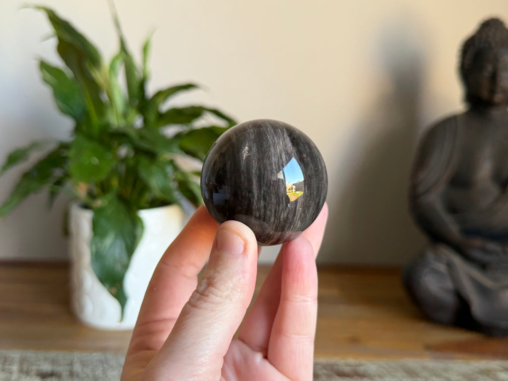 Silver Sheen Obsidian Sphere