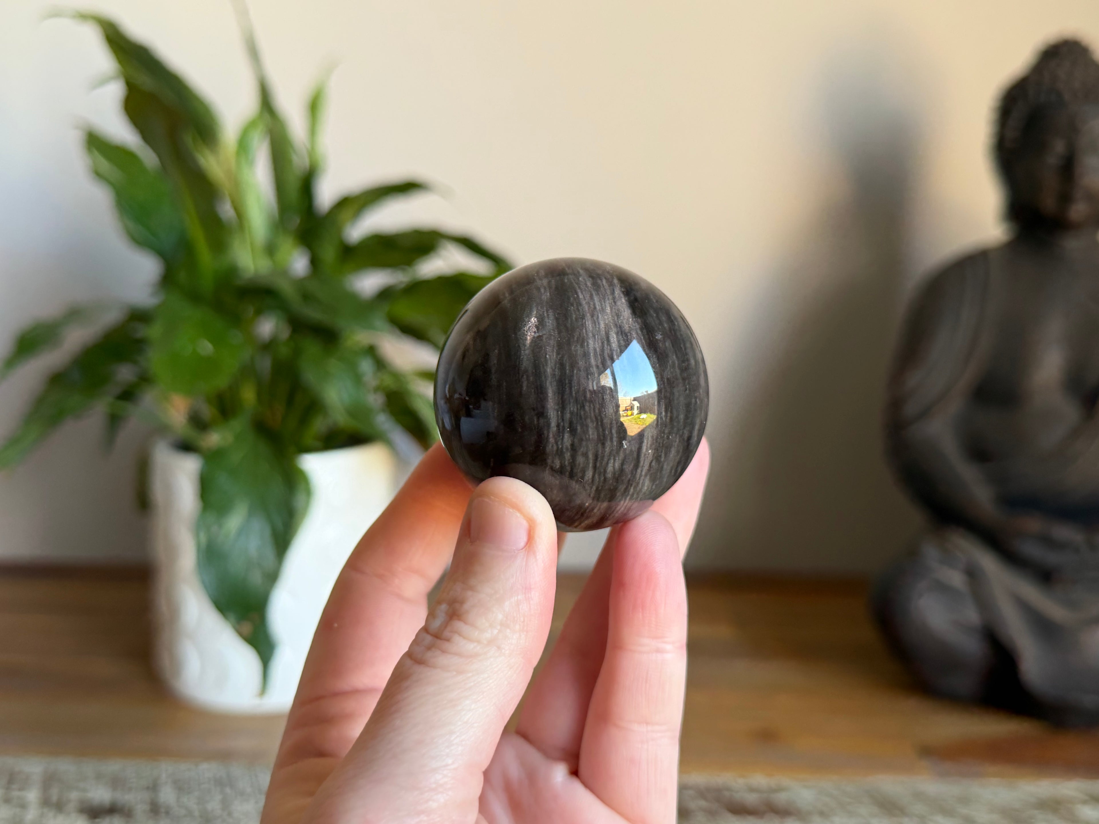 Silver Sheen Obsidian Sphere