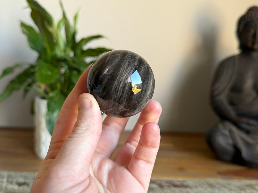 Silver Sheen Obsidian Sphere