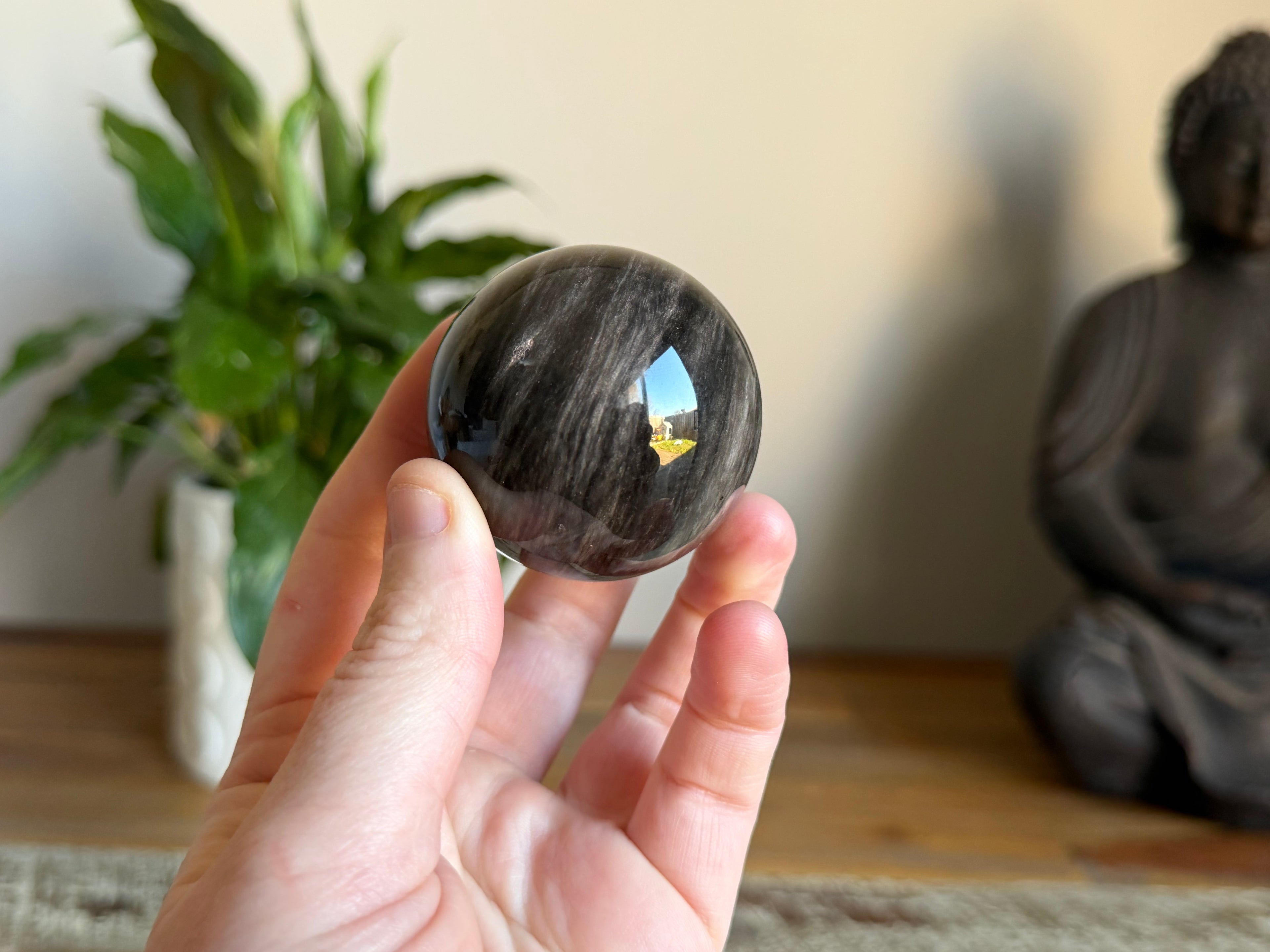 Silver Sheen Obsidian Sphere