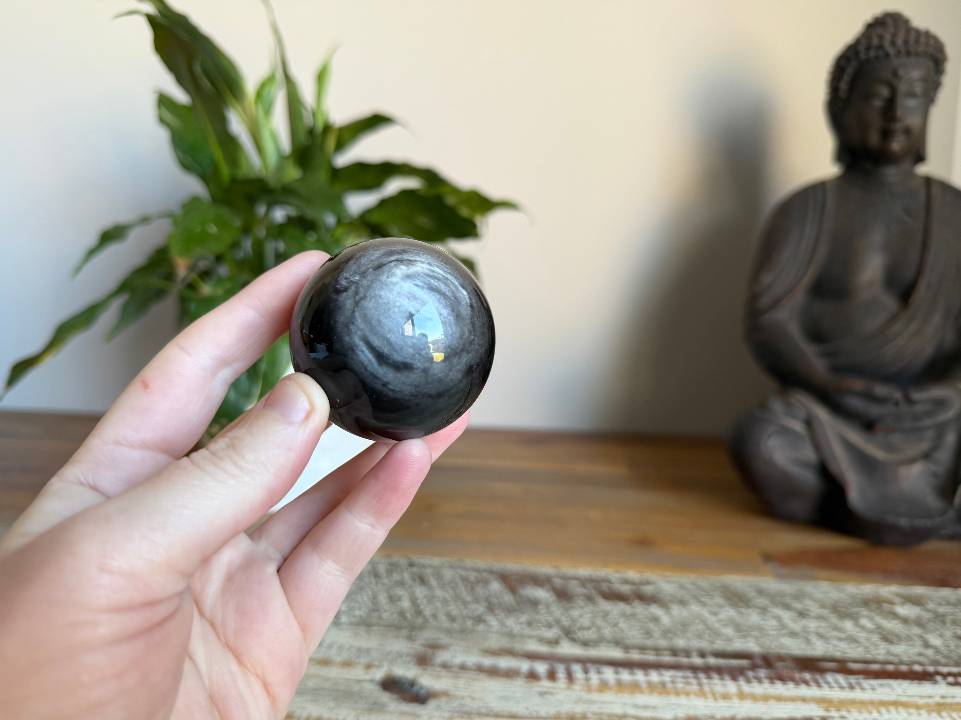Silver Sheen Obsidian Sphere