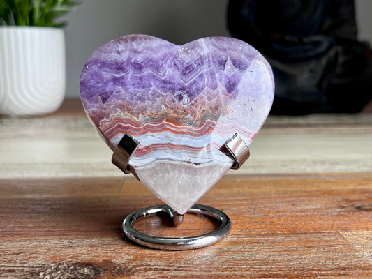 Amethyst & Banded Agate Heart