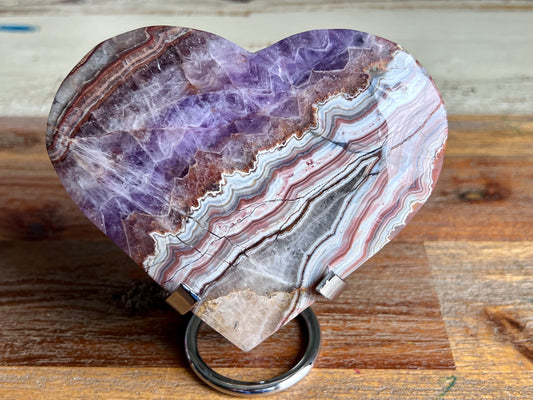 Amethyst & Banded Agate Heart