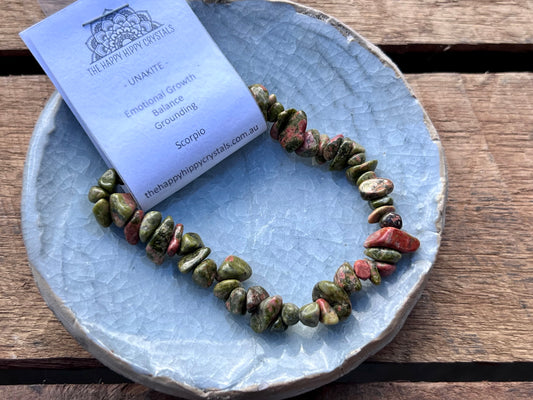 Unakite Chip Bracelet