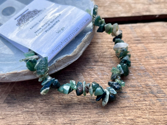 Moss Agate Chip Bracelet